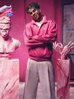 Close-Up of Adidas Lamine Yamal 2026 Pink Fleece Track Jacket