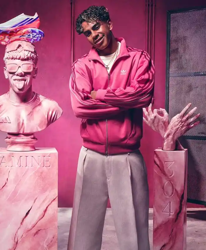 Close-Up of Adidas Lamine Yamal 2026 Pink Fleece Track Jacket