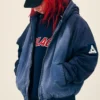 Close-Up of Palace Skateboards Fall 2026 Washed Zip-Up Navy Blue Hooded Jacket