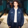 Close-Up of Spider-Man x Manchester United 2026 Blue Track Jacket Sale