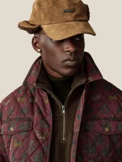 Close-up of Aimé Leon Dore Fall-Winter 2026 Parachute Burgundy Quilted Jacket
