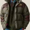 Close-up of Aimé Leon Dore Fall-Winter 2026 The North Face Green Parachute Puffer Jacket