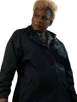Close-up of Aunjanue Ellis-Taylor Lucky S01 Black Parachute Hooded Jacket