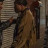Close-up of Branford Frady Power Book III Raising Kanan S05 Brown Bomber Jacket