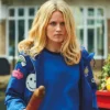 Close-up of Cara Theobold Jo Blue Cotton Patches Zomboat Jacket