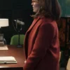 Close-up of Cinda Canning Only Murders in the Building S02 E06 Brown Wool Coat