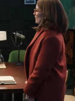 Close-up of Cinda Canning Only Murders in the Building S02 E06 Brown Wool Coat