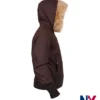 Close-up of Deals On Hollister Women’s Peyton Twill Brown Hooded Fur Jacket