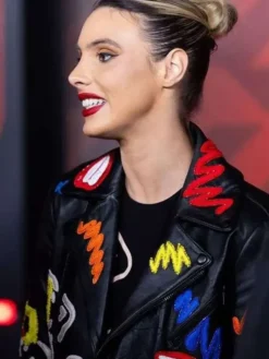 Close-up of F1 Grand Prix Las Vegas Lele Pons Black Moto Jacket