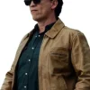 Close-up of Harris Dutch TV Series Lucky S01 Tan Leather Jacket