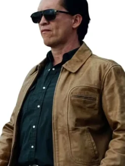 Close-up of Harris Dutch TV Series Lucky S01 Tan Leather Jacket