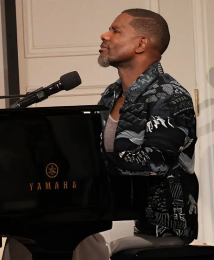 Close-up of Jennifer Hudson Show S04 Kirk Franklin Black Cotton Jacket