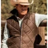Close-up of John Dutton TV-Series Yellowstone Polyester Brown Quilted Vest
