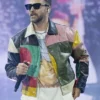 Close-up of Justin Timberlake Lollapalooza Festival 2025 Paris Colorblock Leather Jacket