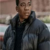 Close-up of Kanan Stark Power Book III Raising Kanan S05 Black Puffer Jacket