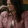 Close-up of Kathryn Kelly Yellowstone S05 Wrangler Pink Cotton Jacket