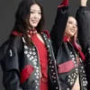 Close-up of Katseye Lollapalooza Music Festival 2025 Black Studded Leather Jacket
