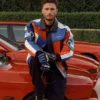 Close-up of Kith for BMW Avirex Colorblock Moto Vintage Racing Leather Jacket