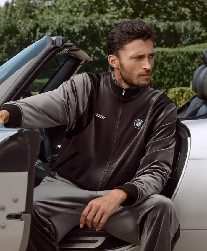 Close-up of Kith for BMW Chapter IV 2026 Luxe Velour Braxton Velvet Black Tracksuit