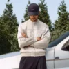 Close-up of Kith for BMW Chapter IV 2026 Souvenir Titanium Silver Bomber Jacket