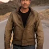 Close-up of Kyle Chandler TV-Series Lanterns 2026 Hal Jordan Brown Cotton Jacket