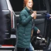 Close-up of Lucky Season 01 Anya Taylor-Joy Green Parachute Puffer Coat
