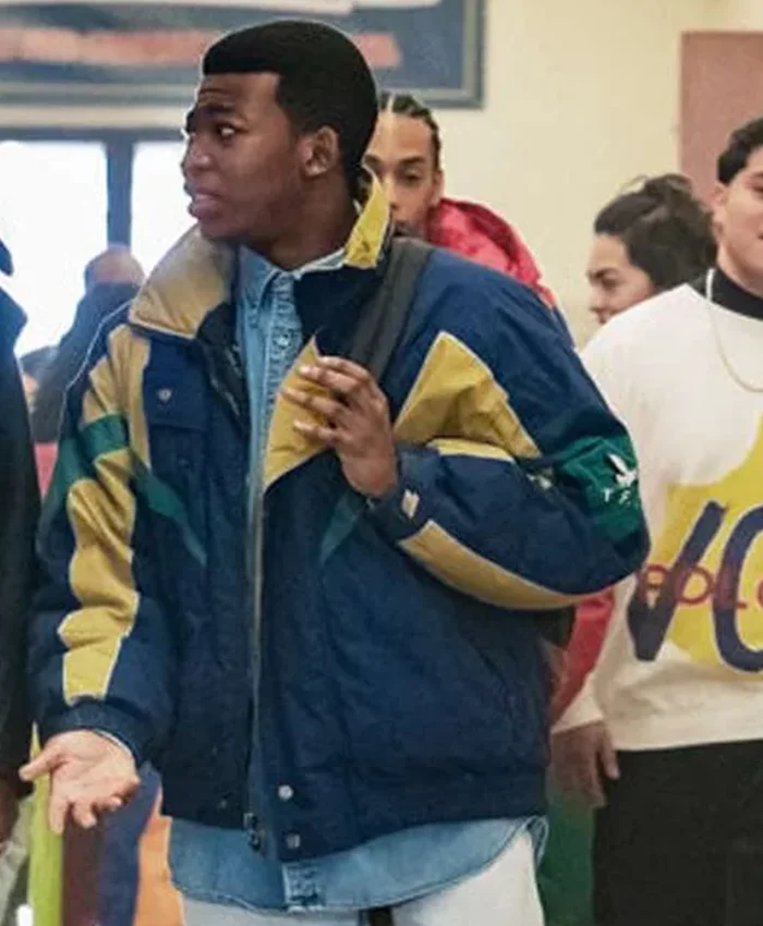 Close-up of Mekai Curtis Power Book III Raising Kanan S02 Track Jacket