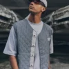 Close-up of Men And Women Oakley Grey Strato Parachute Quilted Vest Sale