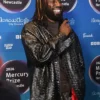 Close-up of Mercury Music Prize 2026 Kojey Radical Black Oversized Leather Jacket