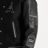 Close-up of Mona Lisa Black Wool Blend Varsity Jacket