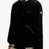 Close-up of Moncler x Fragment Yūgō Embroidered Souvenir Black Wool Varsity Jacket