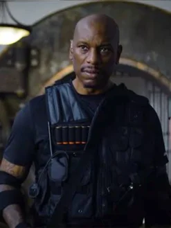 Close-up of Movie Straight Shot 2026 Tyrese Gibson Black Military Vest