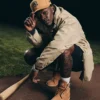 Close-up of New York Yankees Jazz Chisholm Jr. x Timberland x New Era Brown Jacket