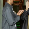 Close-up of Novak Djokovic Tennis Club Lacoste New York Cotton Grey Workwear Jacket