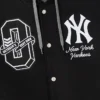Close-up of OVO x MLB New York Yankees Black Insulated Cotton Twill Bomber Jacket