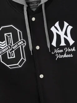 Close-up of OVO x MLB New York Yankees Black Insulated Cotton Twill Bomber Jacket