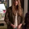 Close-up of Only Murders in the Building S04 Helga Heino Brown Leather Jacket