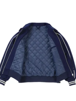 Close-up of Palace x Betty Boop Xo Xo Walk My Way Navy Blue Varsity Jacket