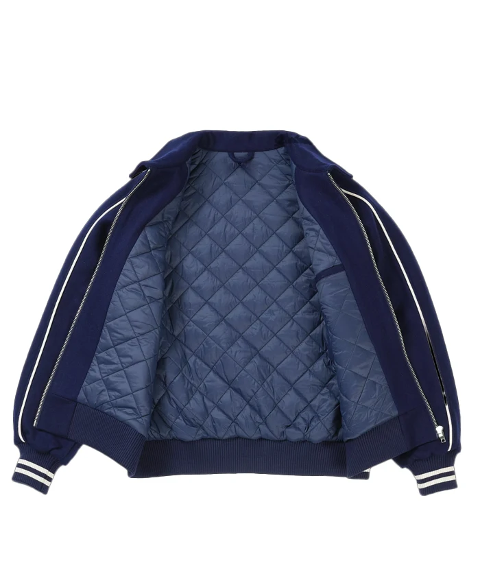 Close-up of Palace x Betty Boop Xo Xo Walk My Way Navy Blue Varsity Jacket