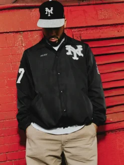 Close-up of Palace x Field Flannels Autumn 2026 17 Black Nylon Coach Jacket