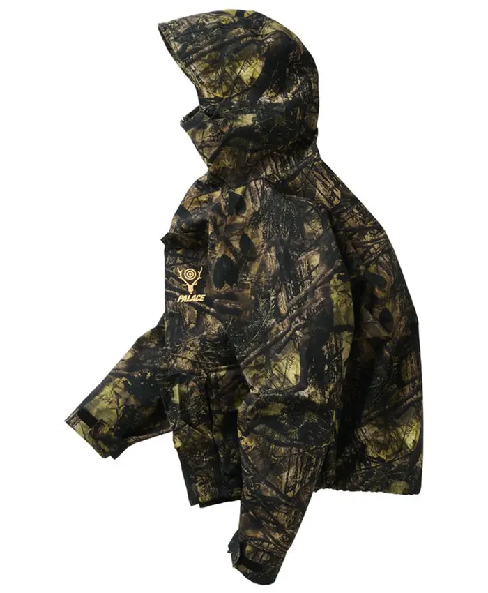 Close-up of Palace x South2 West8 Olive Camo River Trek Hooded Jacket Sale