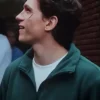 Close-up of Peter Parker Spider-Man Brand New Day Tom Holland Green Wool Jacket