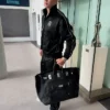 Close-up of Shop Norway Soccer Player Erling Haaland Black Loewe Fleece Tracksuit