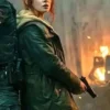 Close-up of Spider-Man Brand New Day 2026 Sadie Sink Green Cotton Jacket