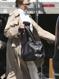 Close-up of TV Series Lucky Season 01 Annette Bening Beige Cotton Trench Coat