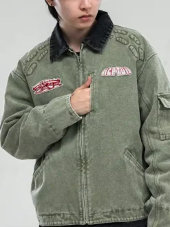 Close-up of Teenage Mutant Ninja Turtles Green Jacket x Neptun Green Cotton Turtles Jacket