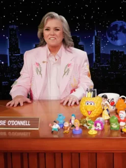 Close-up of The Jimmy Kimmel Live Show Rosie O'Donnell Pink Suiting Fabric Blazer