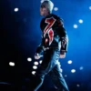 Close-up of The R&B Tour Toronto Chris Brown Red And Black Moto Leather Jacket