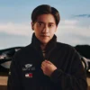 Close-up of Tommy Hilfiger x Cadillac Formula 1 Team Black Zip Fleece Track Jacket