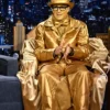 Close-up of Tonight Show Starring Jimmy Fallon Weezer Band Golden Leather Jacket